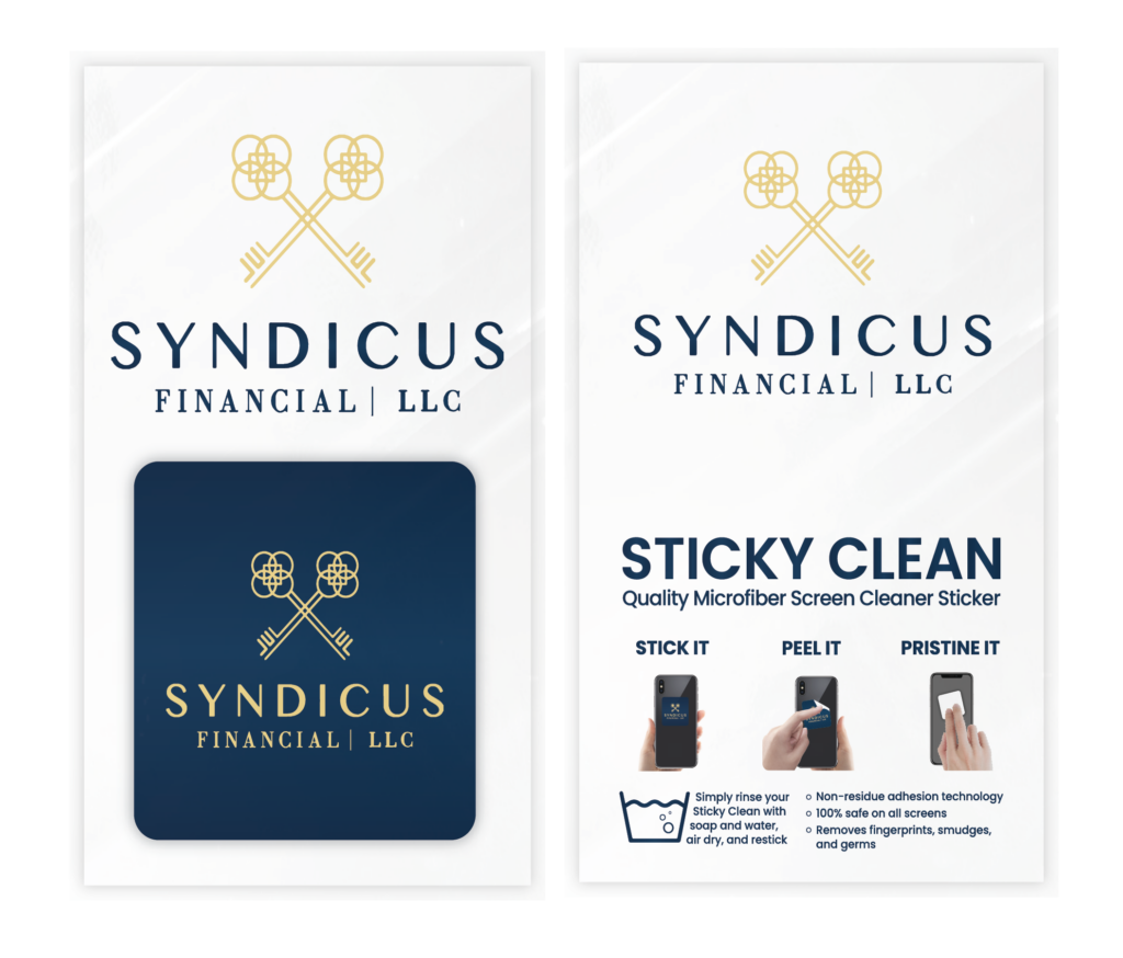 Syndicus Custom Microfiber Screen Cleaner Sticker by Pristine Screens