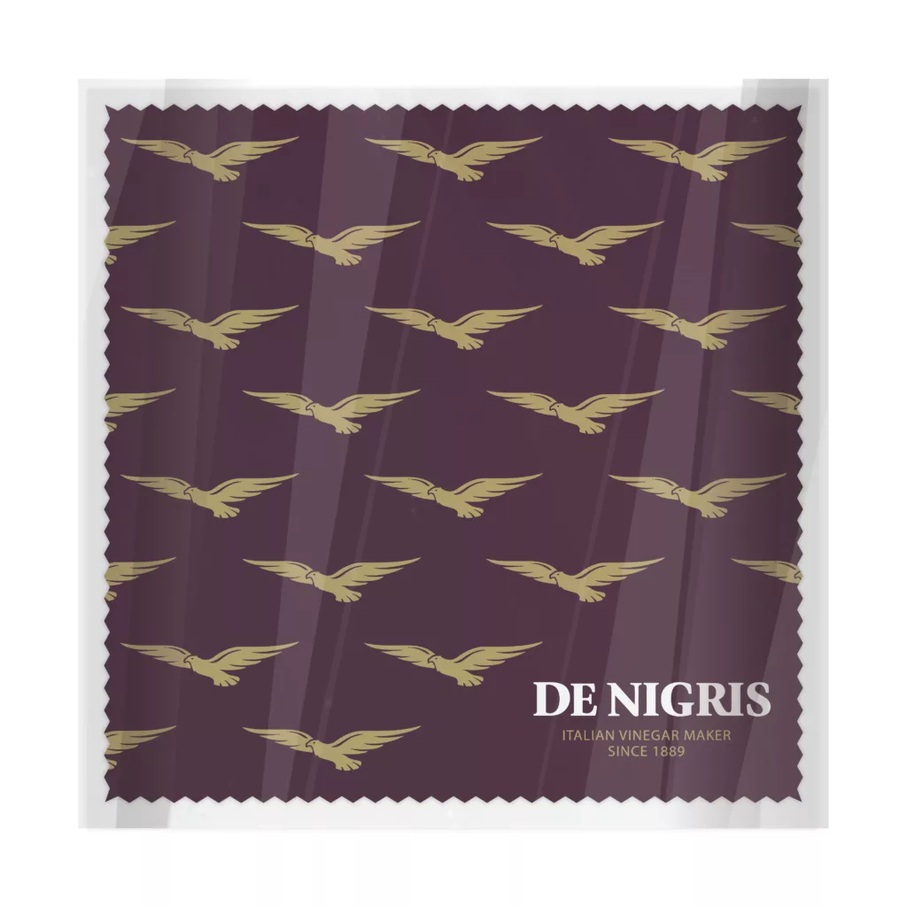 De Nigris Custom Cloth with Cellophane Sleeve Packaging
